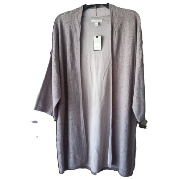 Dana Buchman Sweaters - Dana Buchman Grey Damask Open Cardigan Sweater Kimono sz M  NWT  /B16